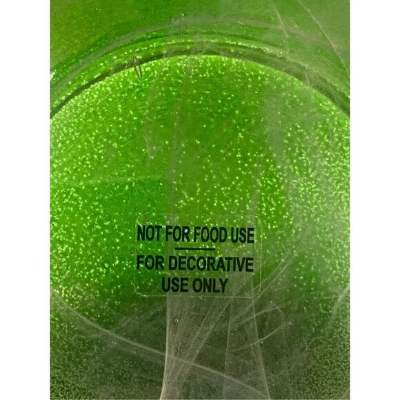 Murano Glass EMERALD Green White Wavey Rim Large Deep Bowl Vase Table Decor New - Picture 6 of 7